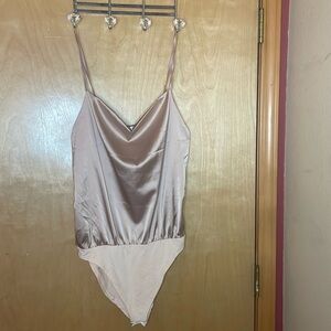 Beyove size M champagne colored adjustable straps bodysuit